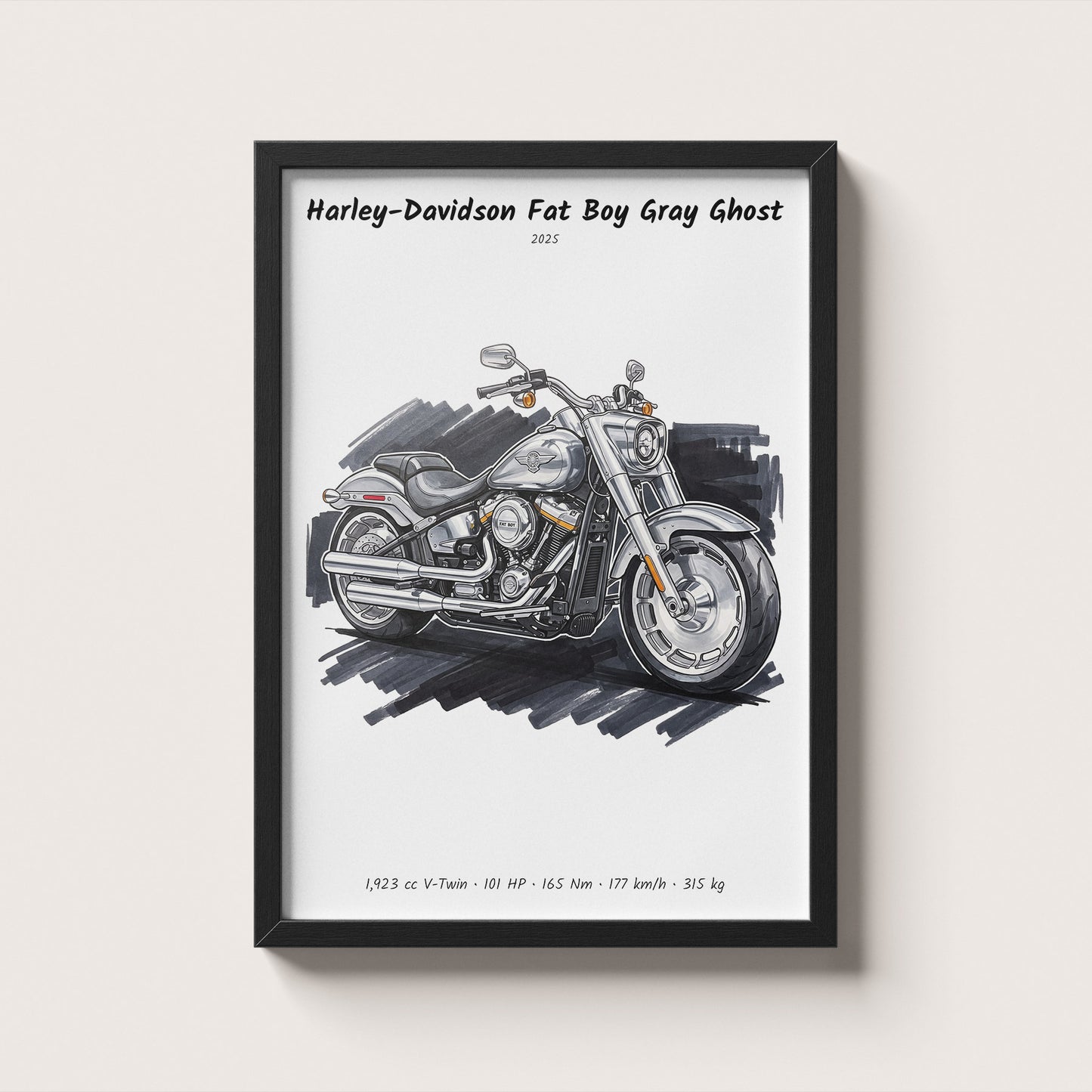 Harley-Davidson Fat Boy Gray Ghost Art Print