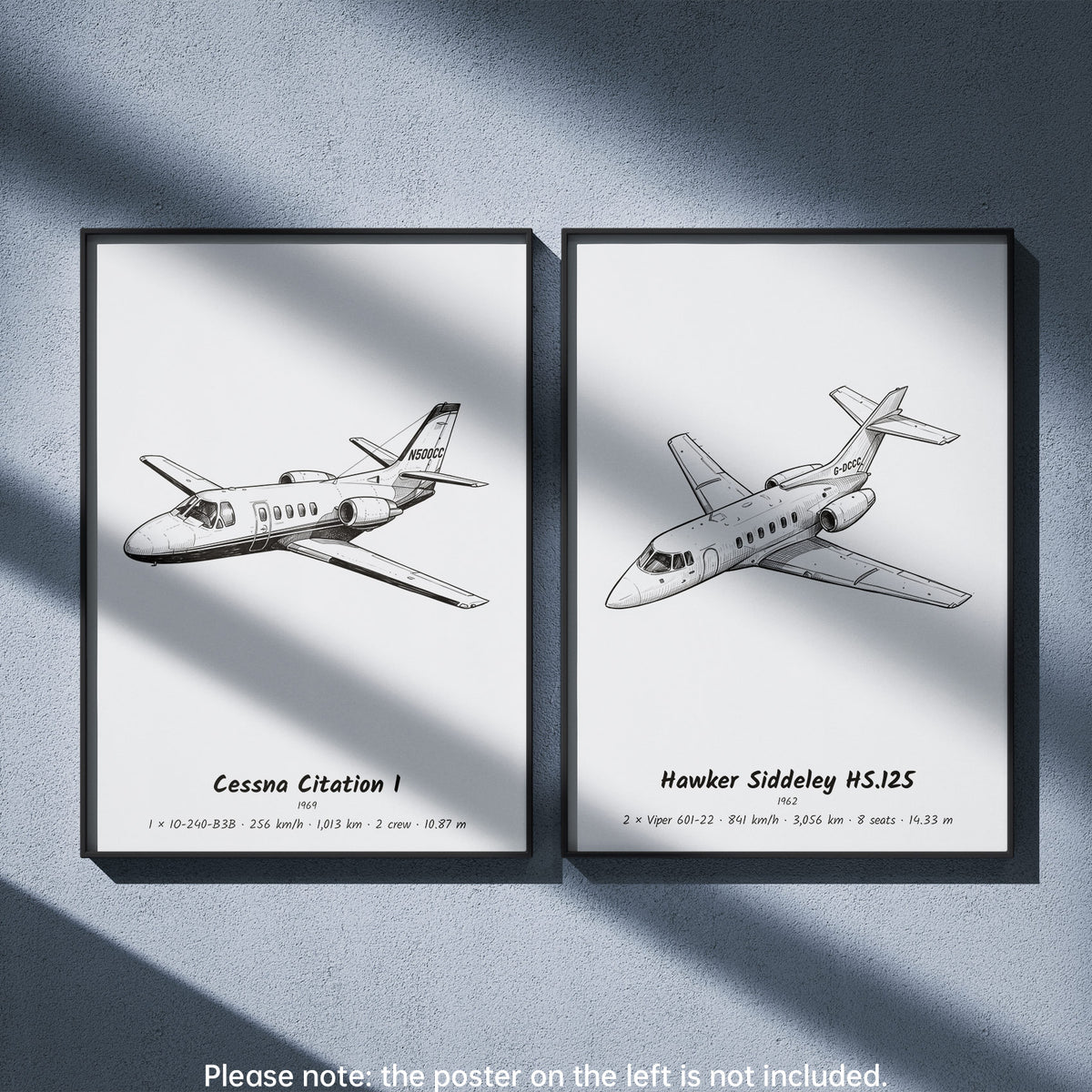 Hawker Siddeley HS.125 Wall Art Paired with Cessna Citation I