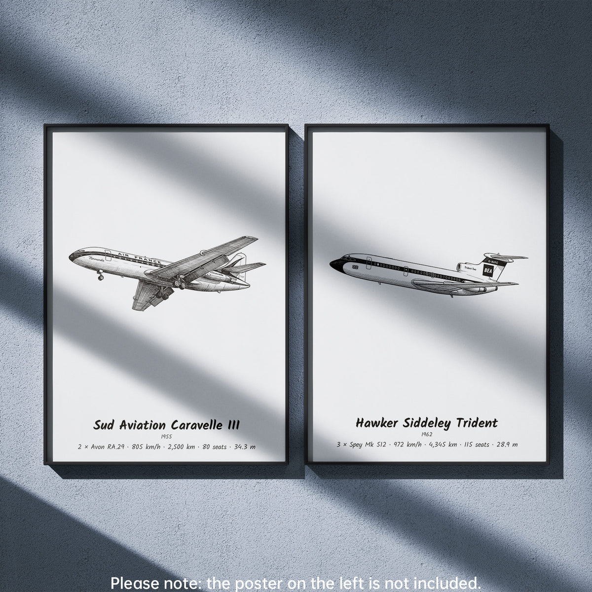 Trident Wall Art Paired with Sud Aviation Caravelle III