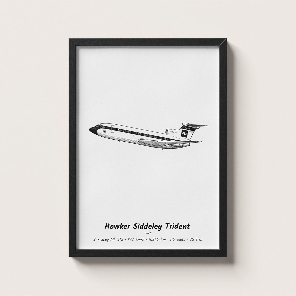Hawker Siddeley Trident Airliner Wall Art