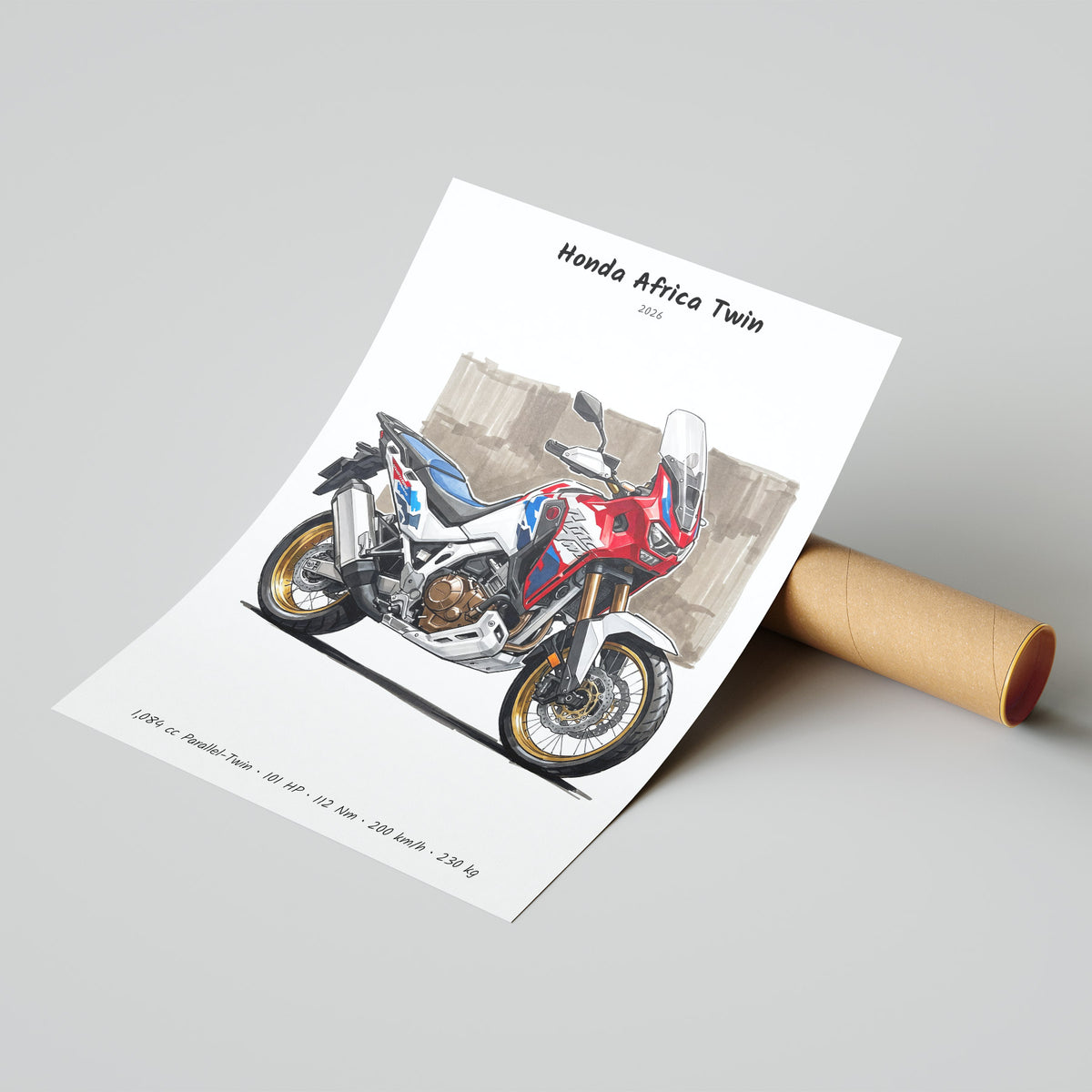 Honda Africa Twin 2026 Minimalist Motorcycle Poster