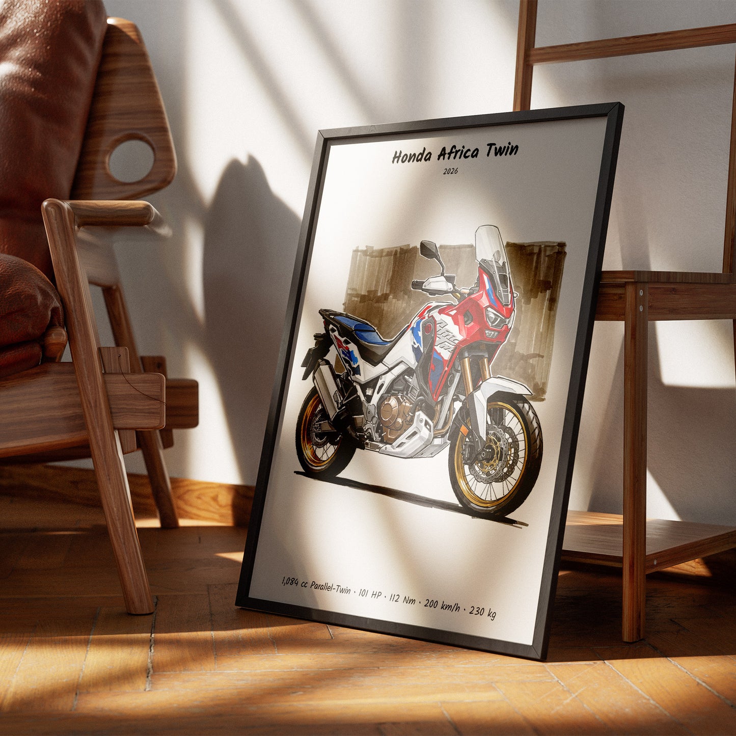 Honda Africa Twin 2026 Minimalist Motorcycle Wall Art