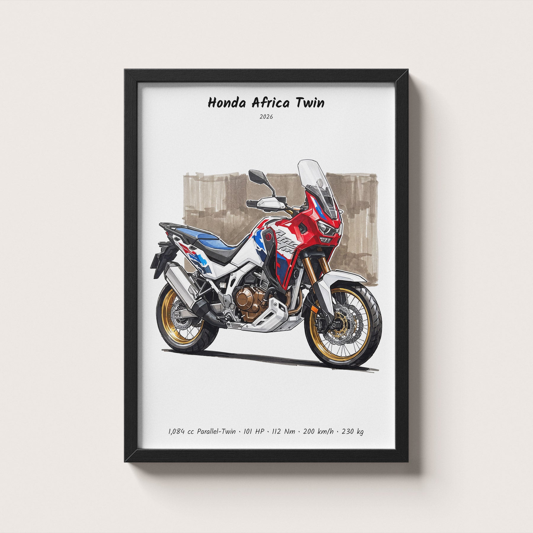 Honda Africa Twin 2026 Minimalist Motorcycle Wall Art