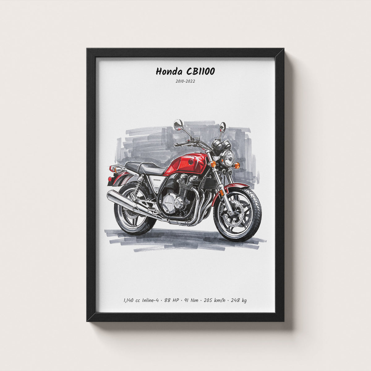 Honda CB1100 Minimalist Motorcycle Wall Art