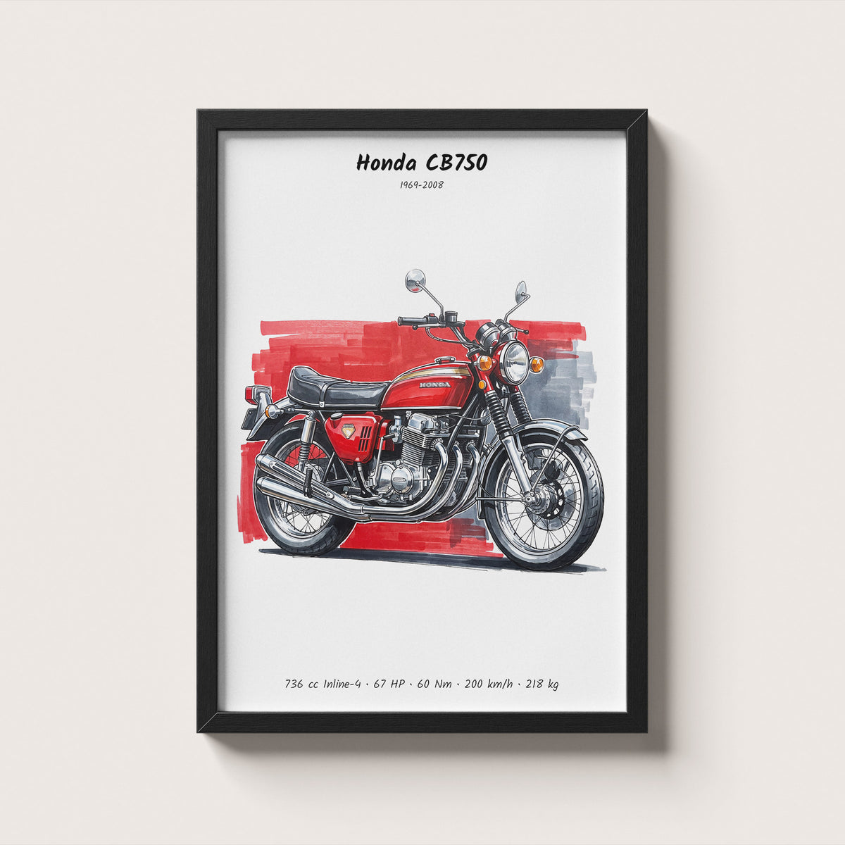 Honda CB750 1969 Motorcycle Art Print