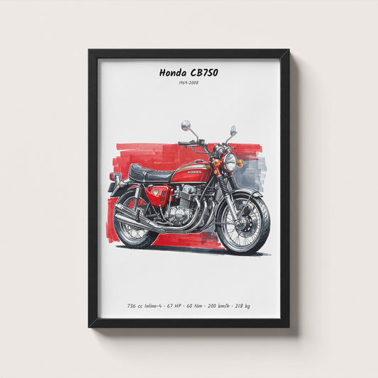 Honda CB750 1969 Motorcycle Art Print