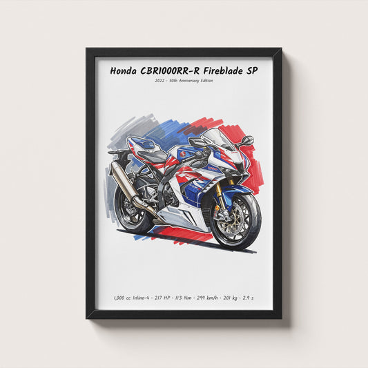 Honda CBR1000RR-R Fireblade SP 30th Anniversary Art Print