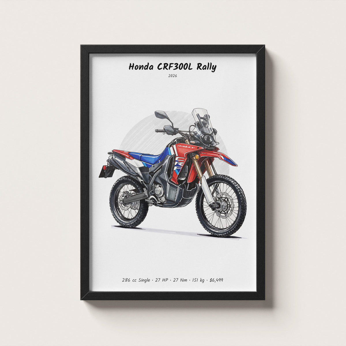 Honda CRF300L Rally 2026 Wall Art
