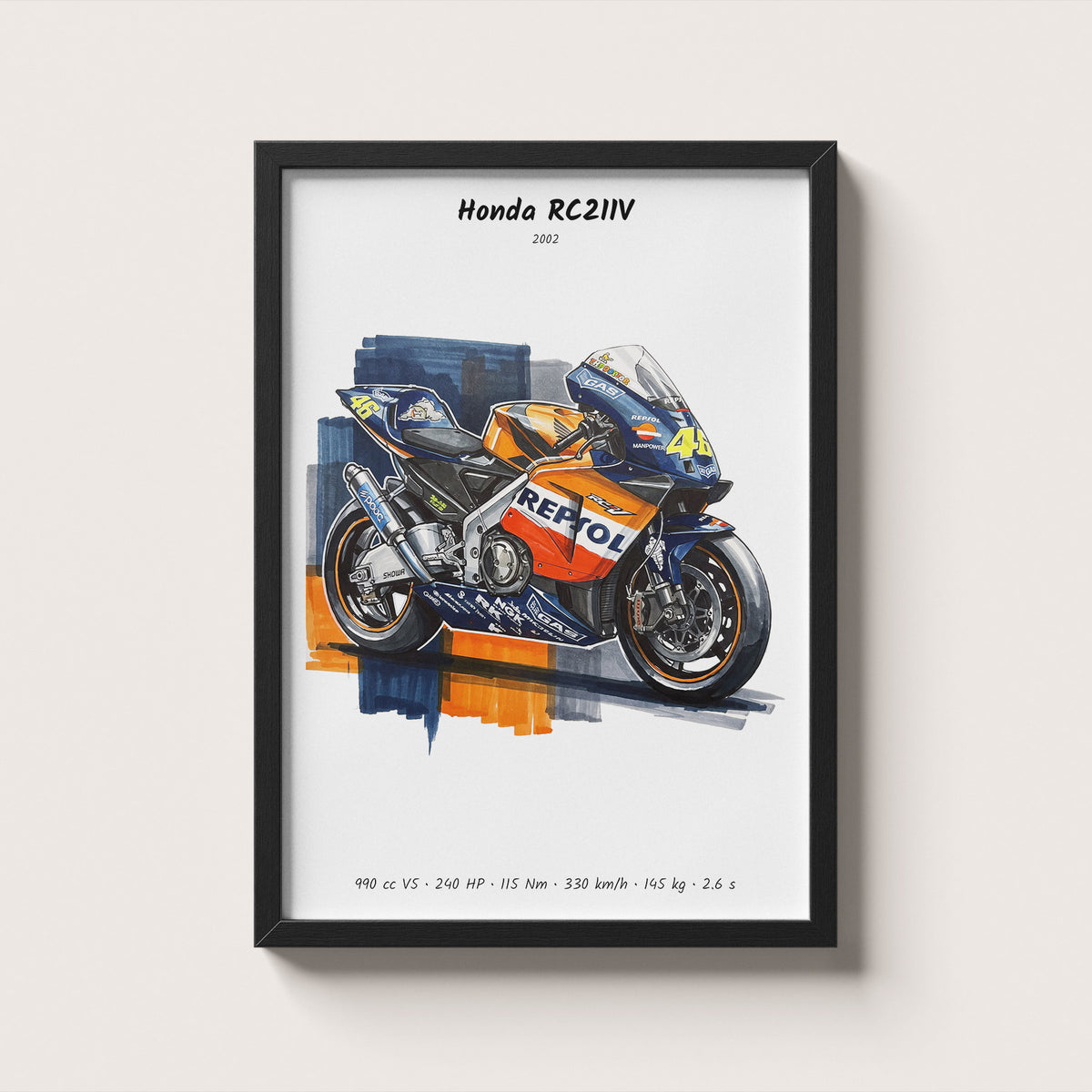 Honda RC211V Minimalist MotoGP Wall Art