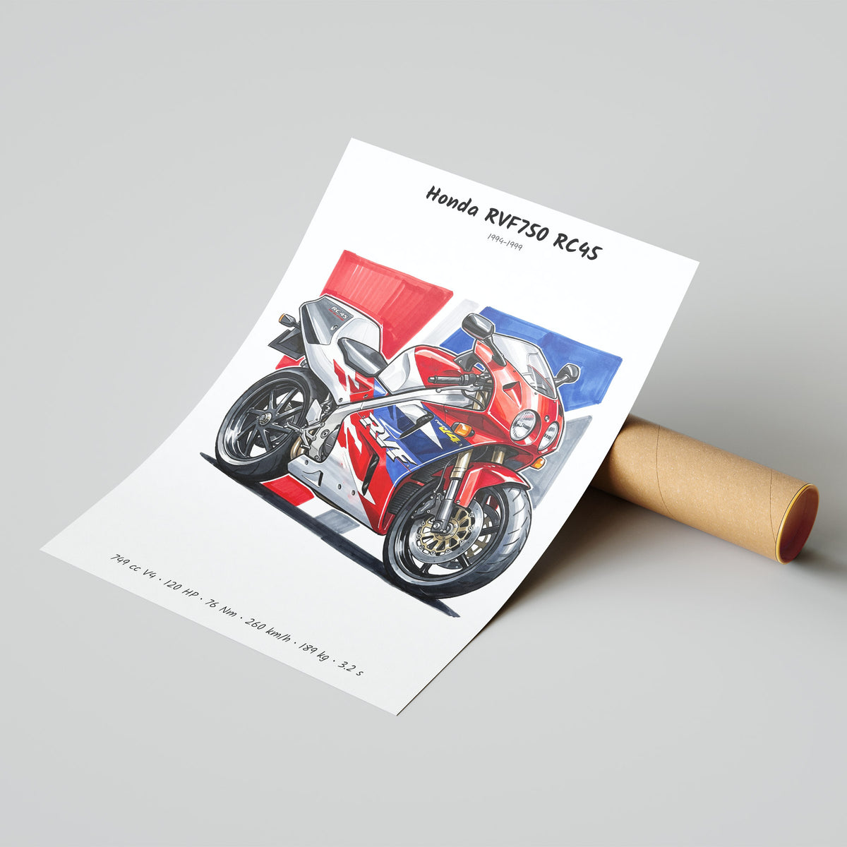 Honda RVF750 RC45 Motorcycle Poster