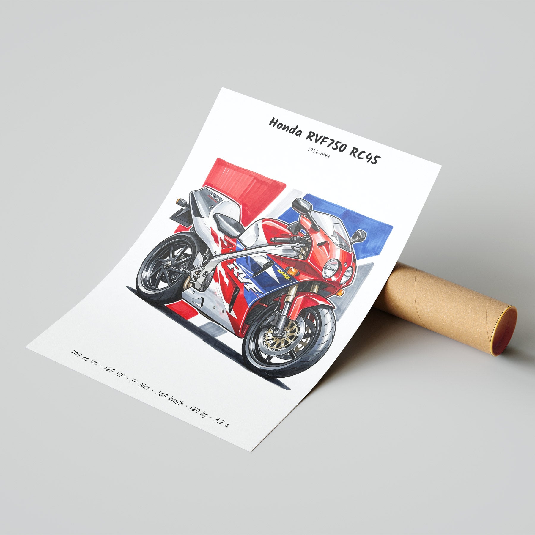 Honda RVF750 RC45 Motorcycle Poster