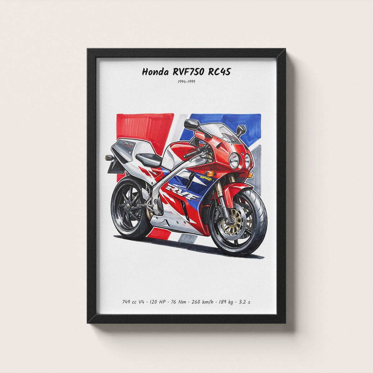 Honda RVF750 RC45 Motorcycle Art Print