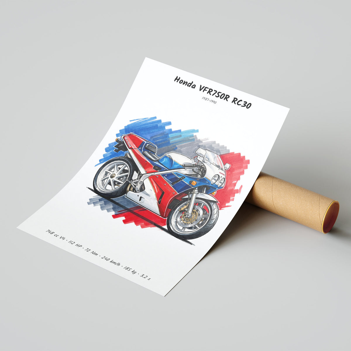 Honda VFR750R RC30 Motorcycle Poster