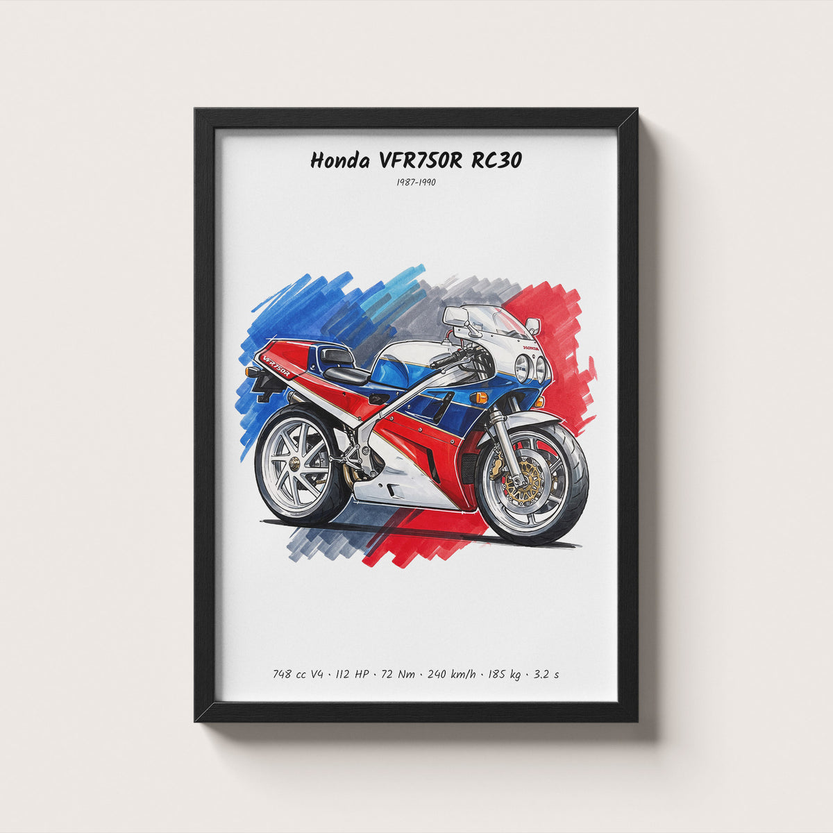 Honda VFR750R RC30 Motorcycle Art Print