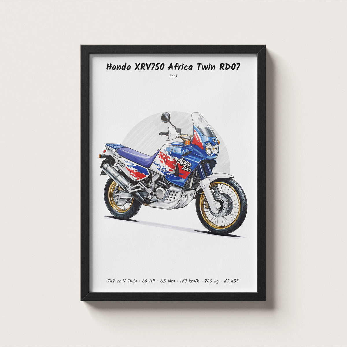 Honda XRV750 Africa Twin RD07 1993 Wall Art