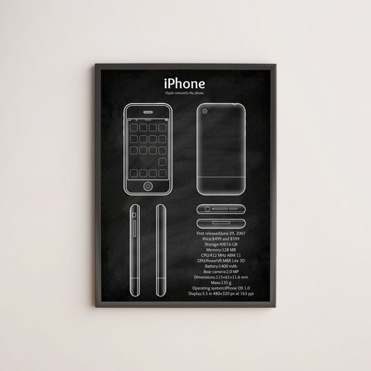 apple iphone 1st blueprint poster wall decor