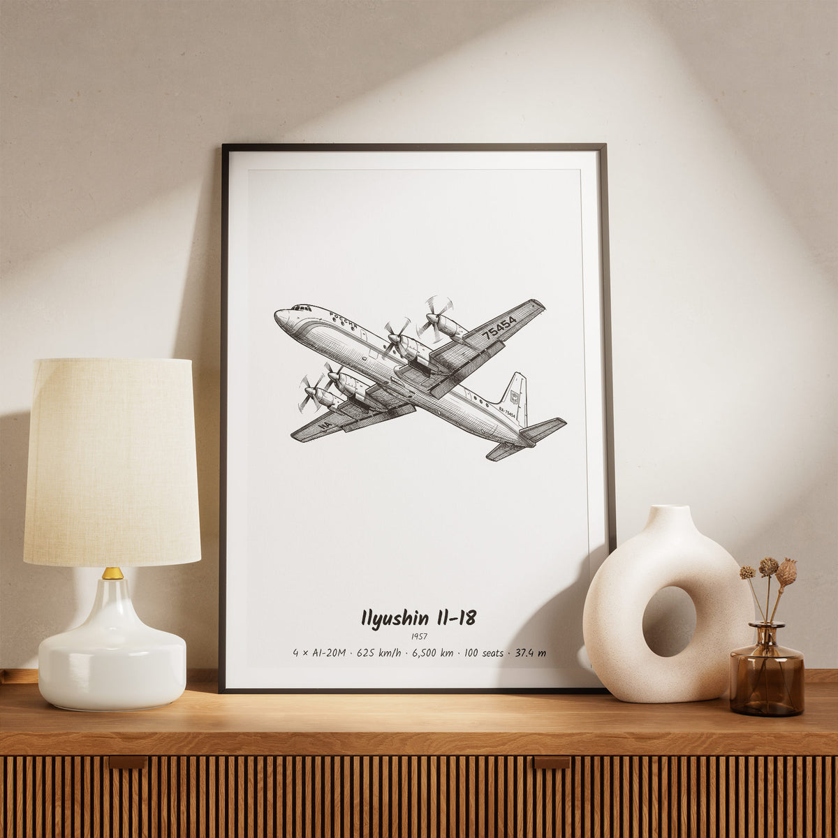 Framed Il-18 Print on a Shelf