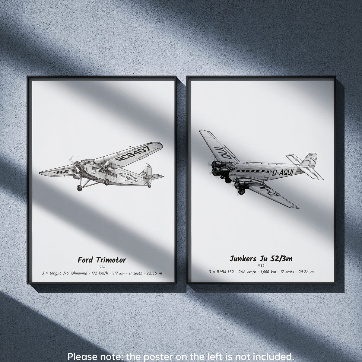 Ju 52/3m Wall Art Paired with Ford Trimotor