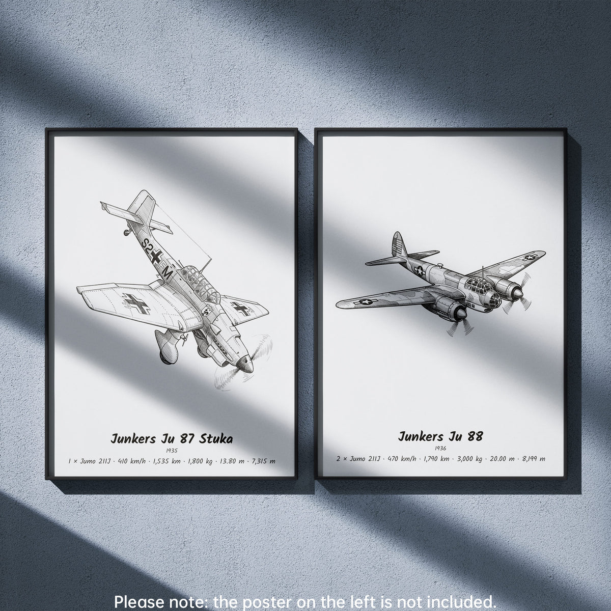 Junkers Ju 88 Wall Art Paired with Junkers Ju 87 Stuka