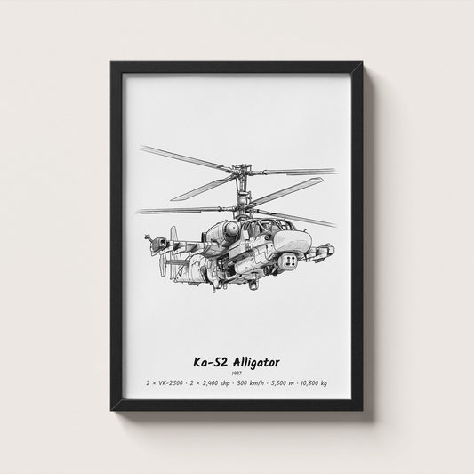 Kamov Ka-52 Alligator Helicopter Wall Art
