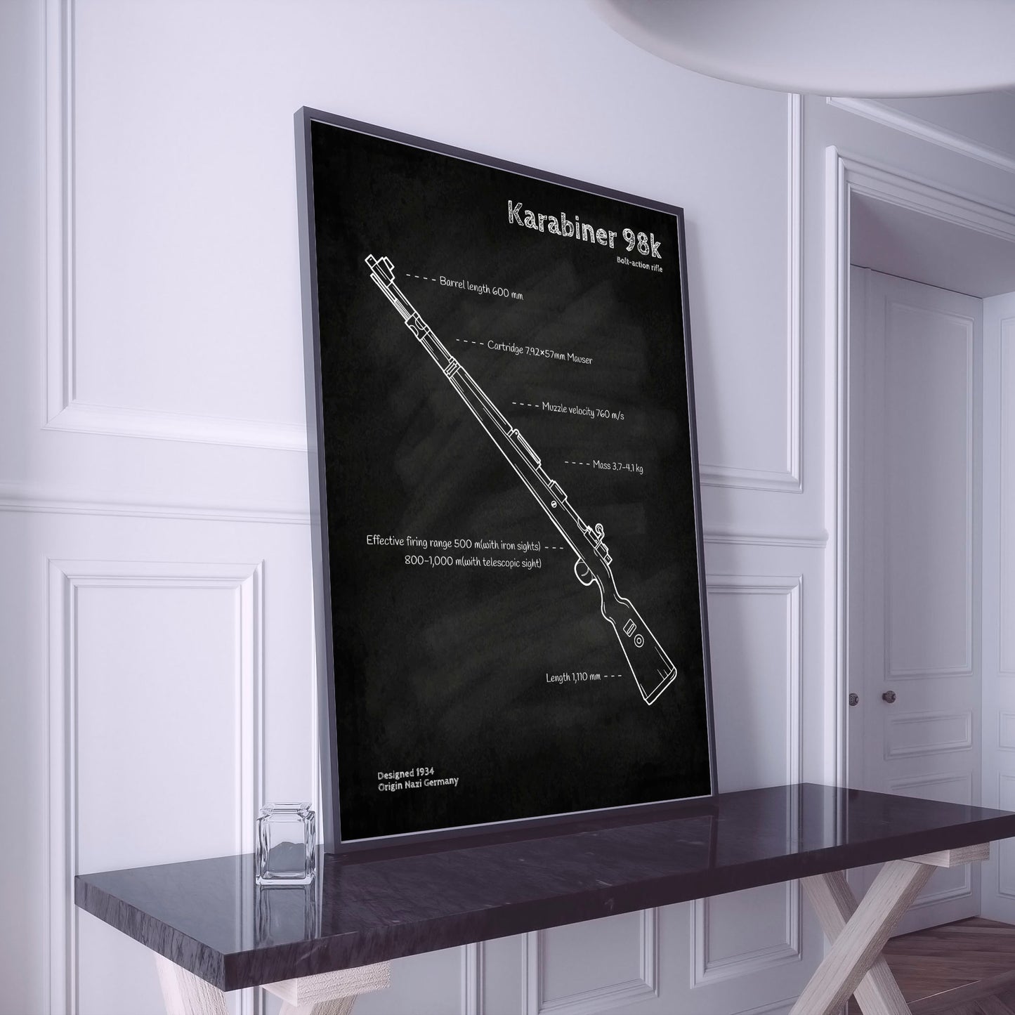 Kar98k rifle blueprint poster wall art