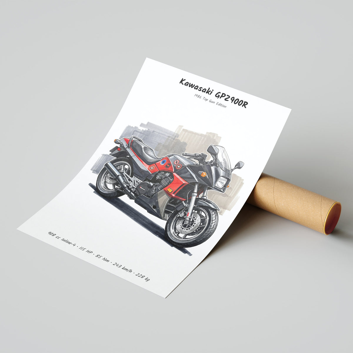 Kawasaki GPZ900R Top Gun Edition Poster