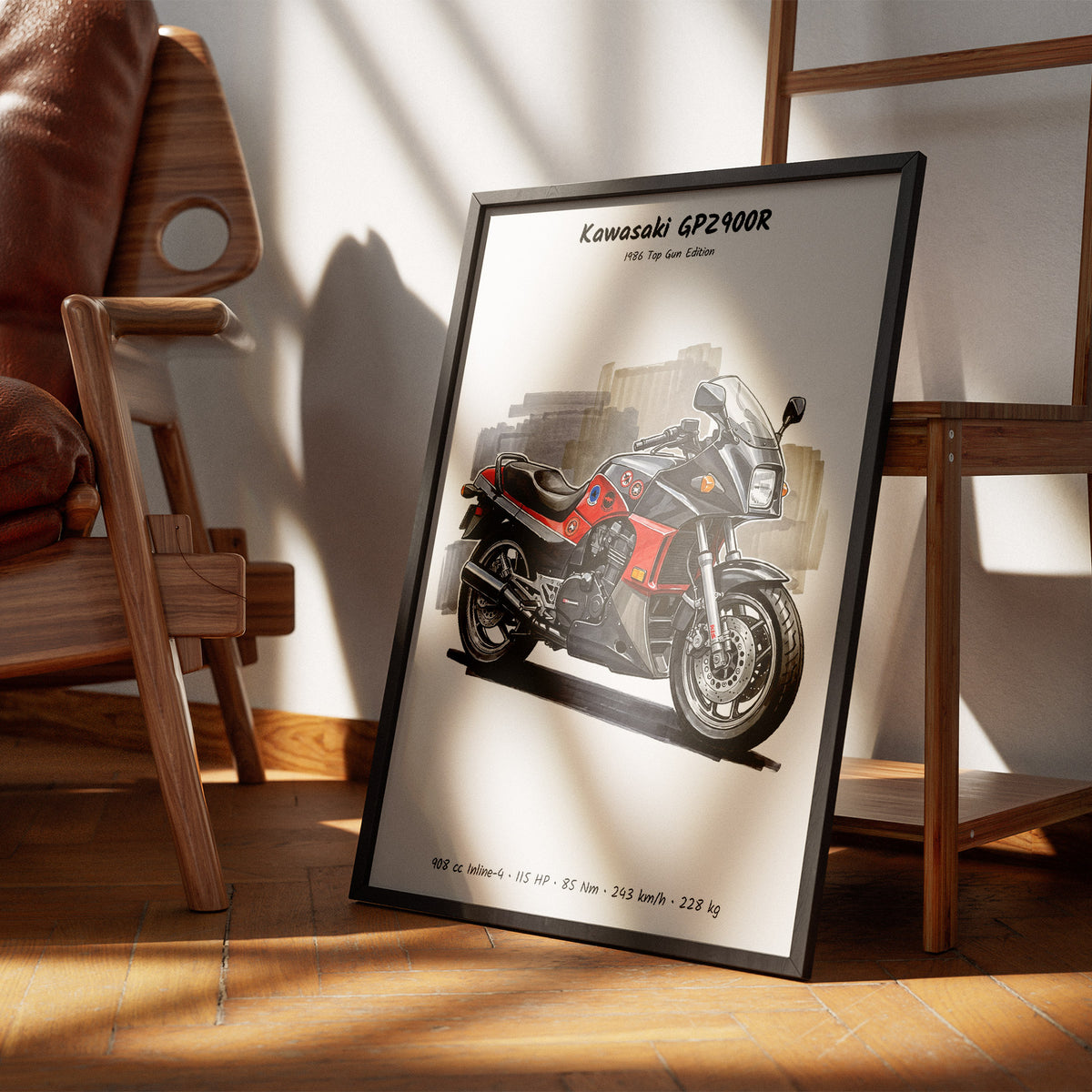 Kawasaki GPZ900R Top Gun Edition Wall Art