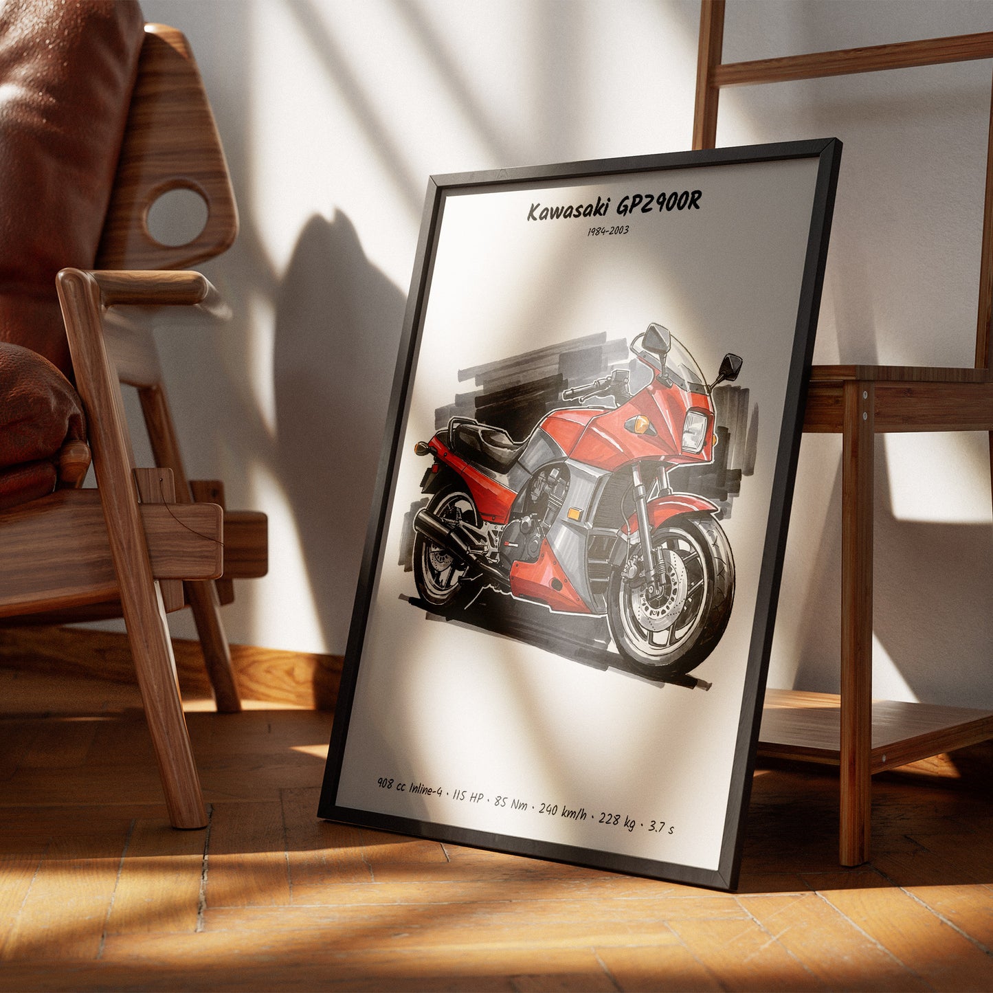 Kawasaki GPZ900R Motorcycle Art Print