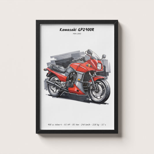 Kawasaki GPZ900R Motorcycle Art Print