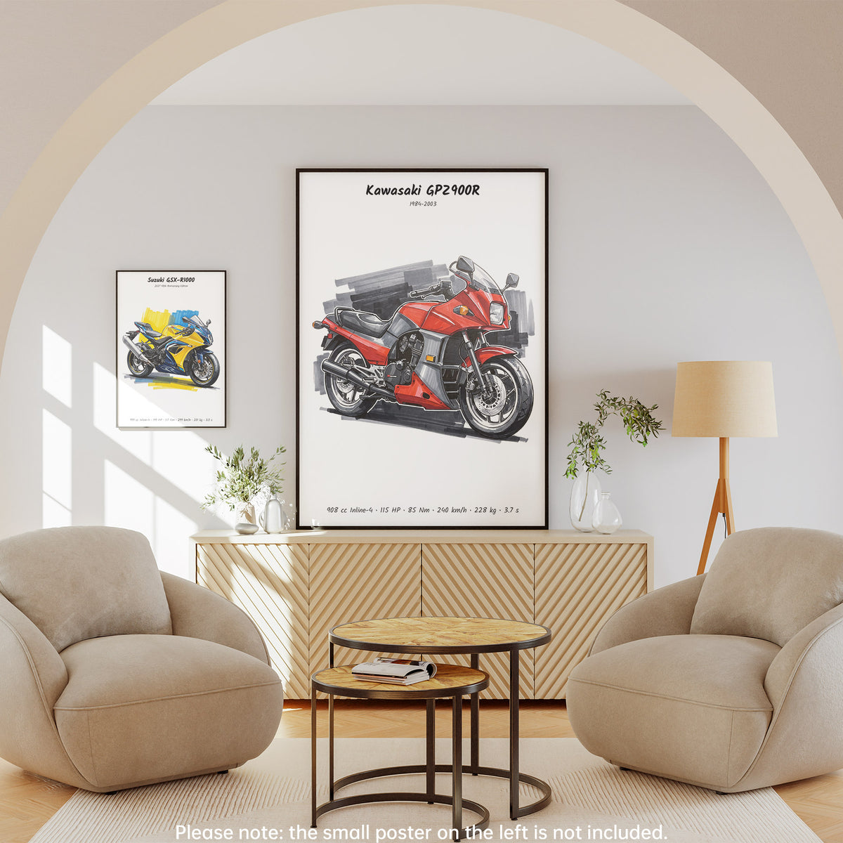 Kawasaki GPZ900R Motorcycle Art Print