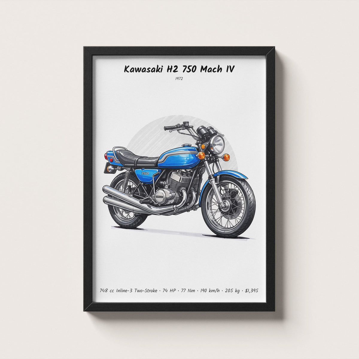 Kawasaki H2 750 Mach IV 1972 Wall Art