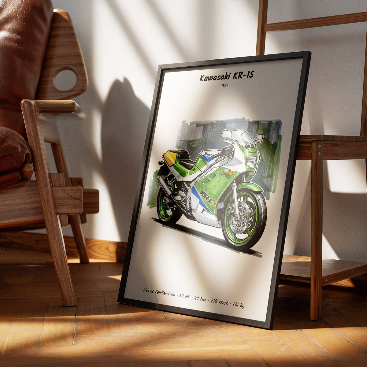 Kawasaki KR-1S Minimalist Motorcycle Wall Art