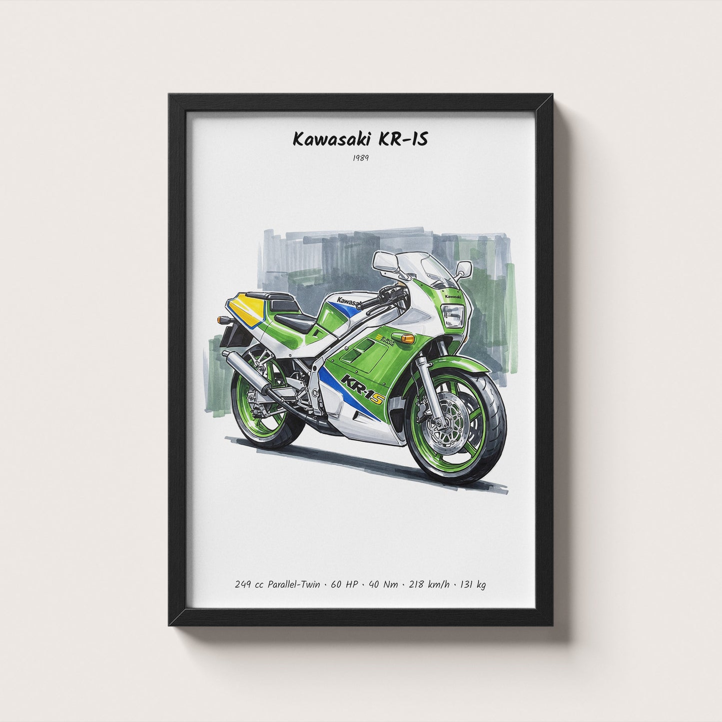 Kawasaki KR-1S Minimalist Motorcycle Wall Art