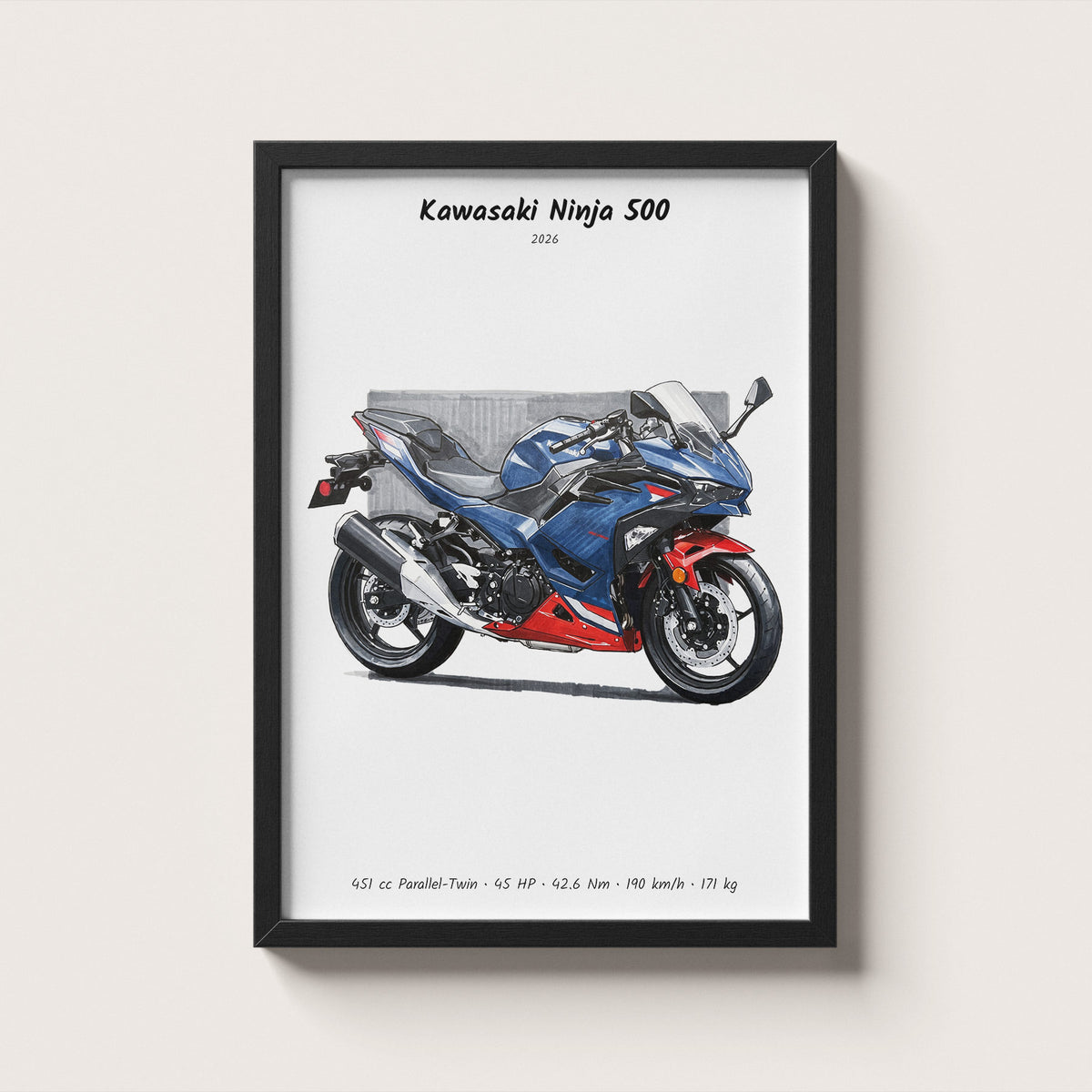 Kawasaki Ninja 500 2026 Wall Art
