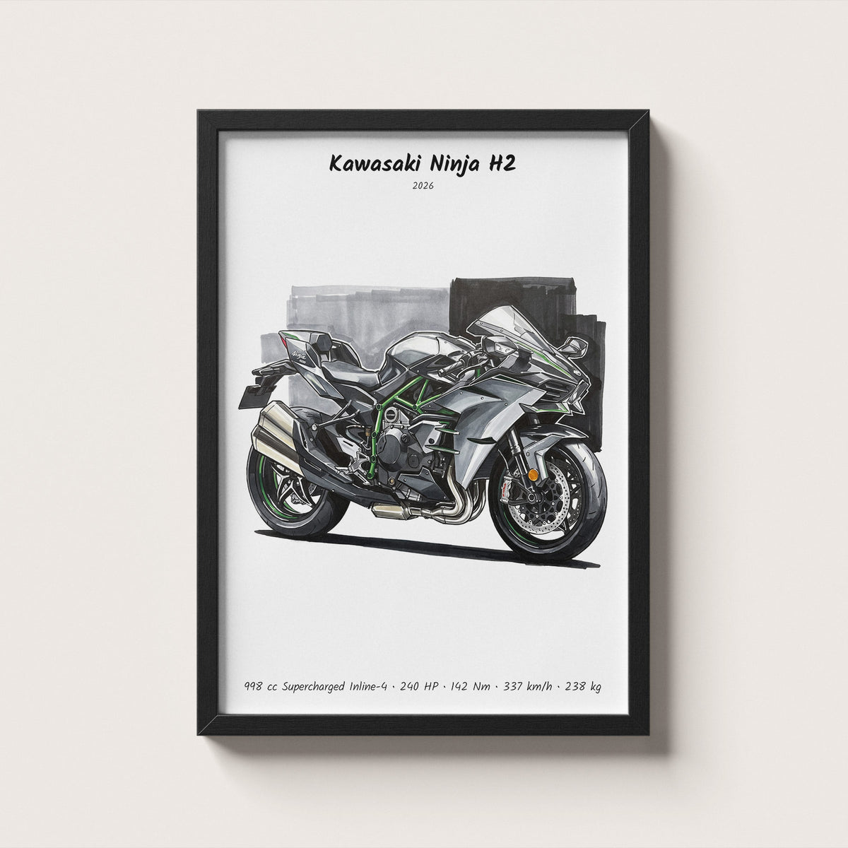 Kawasaki Ninja H2 2026 Wall Art
