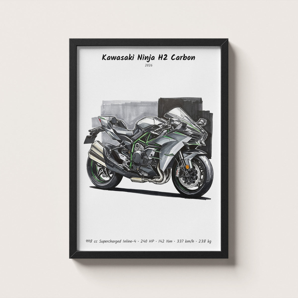 Kawasaki Ninja H2 Carbon 2026 Wall Art