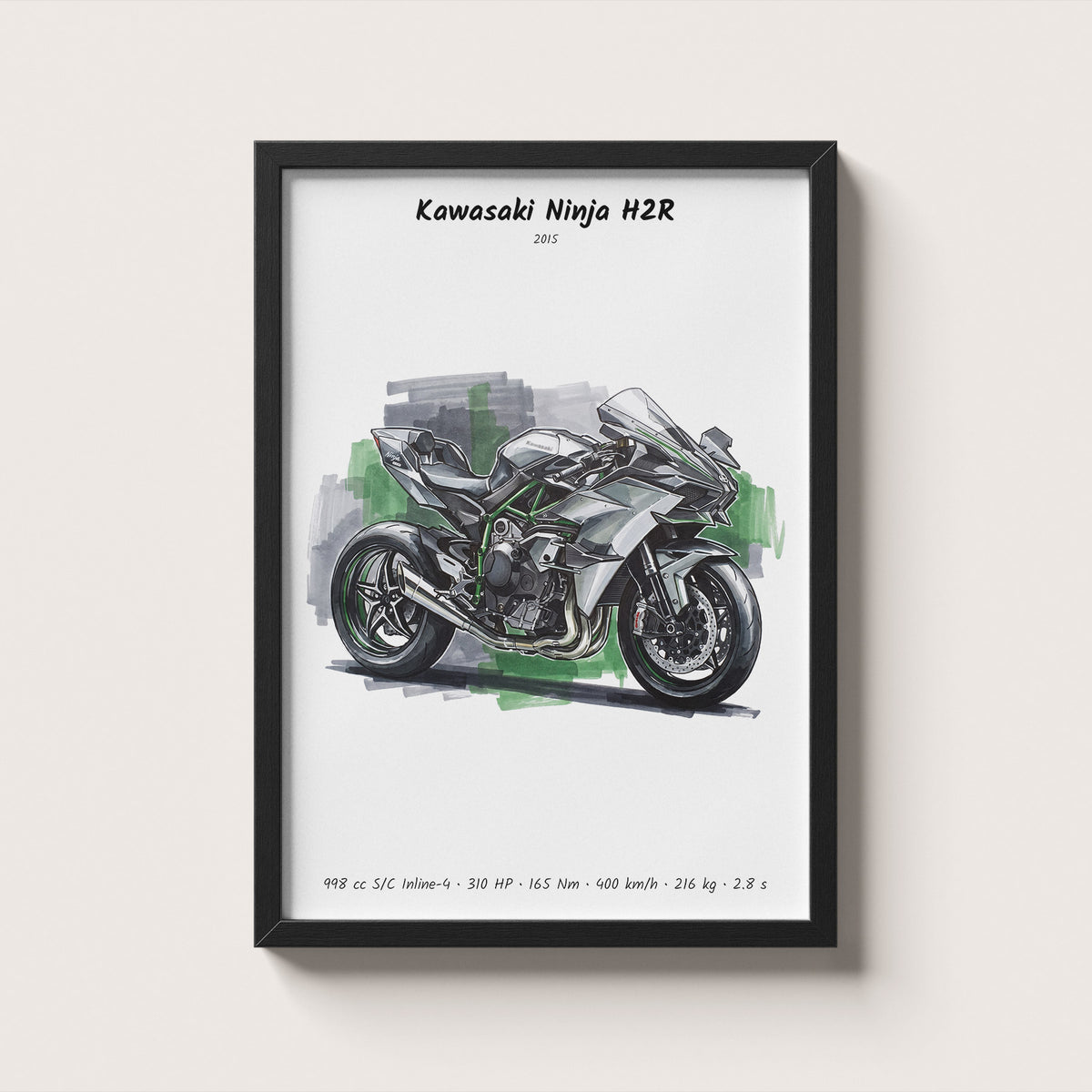 Kawasaki Ninja H2R Minimalist Art Print