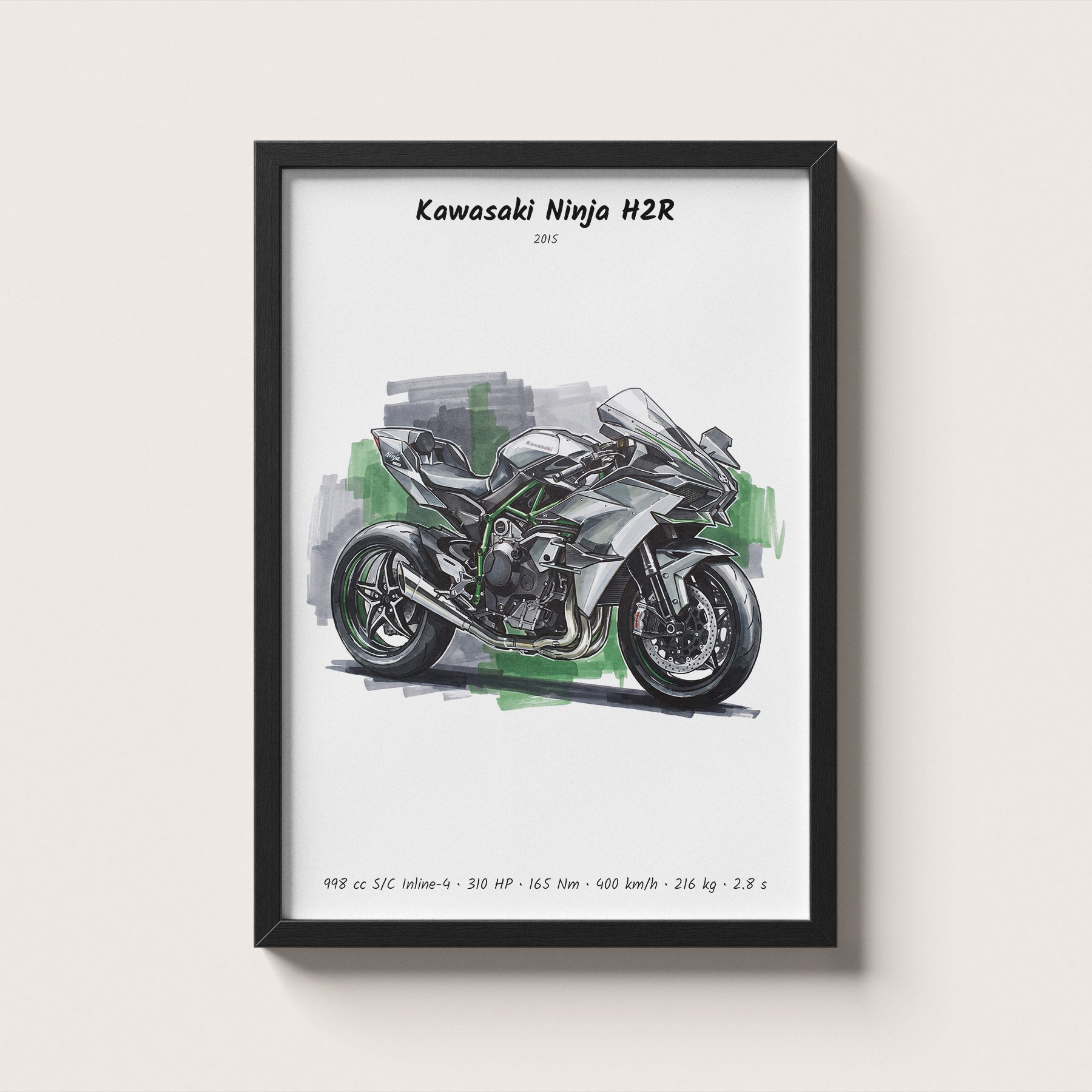 Kawasaki Ninja H2R Minimalist Art Print