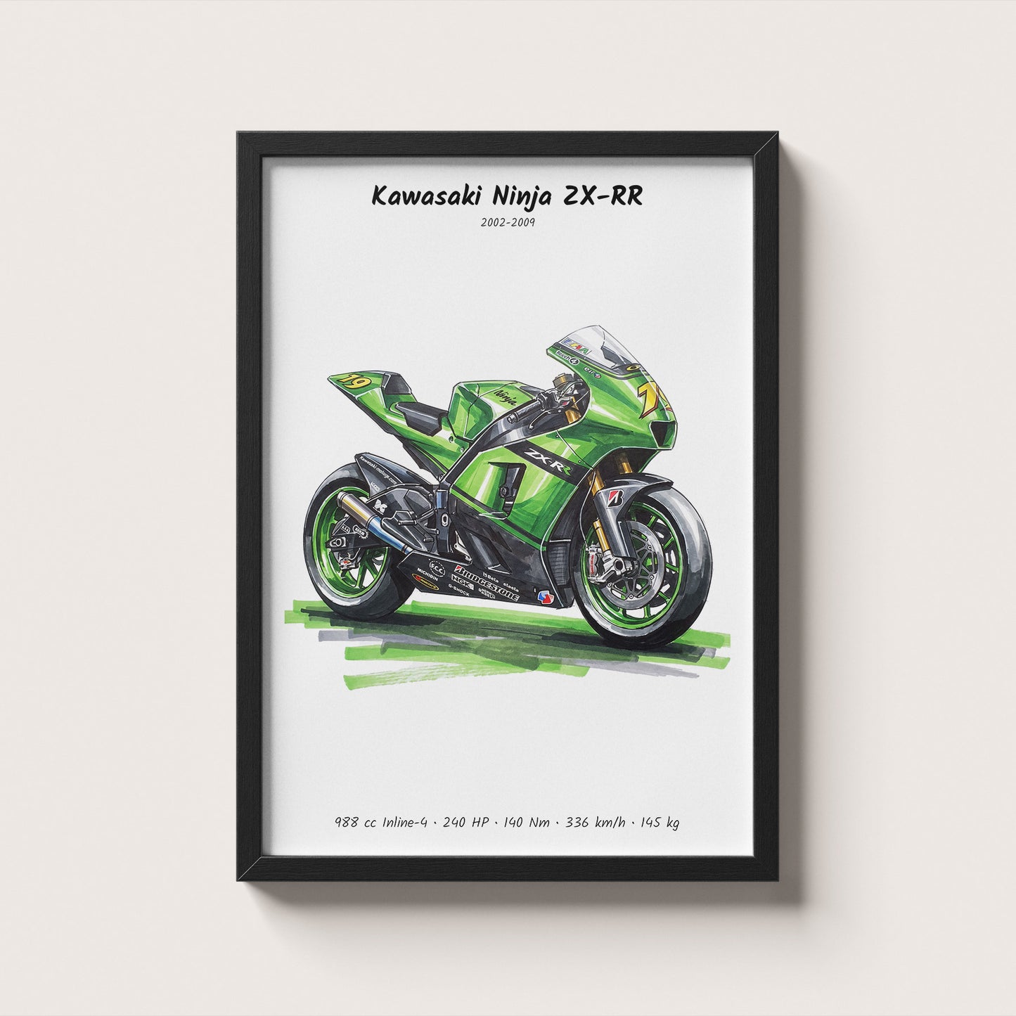 Kawasaki Ninja ZX-RR MotoGP Motorcycle Wall Art