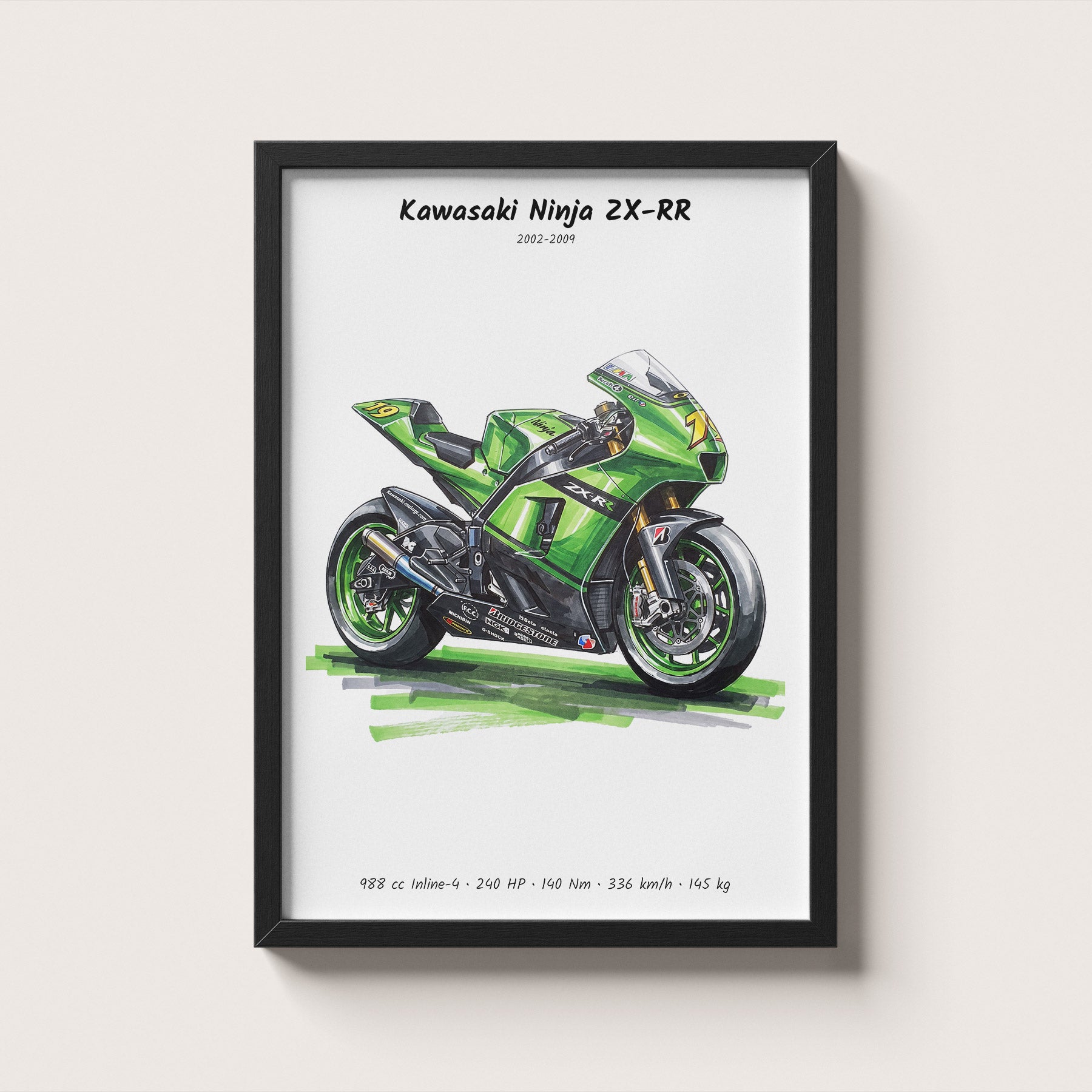 Kawasaki Ninja ZX-RR MotoGP Motorcycle Wall Art