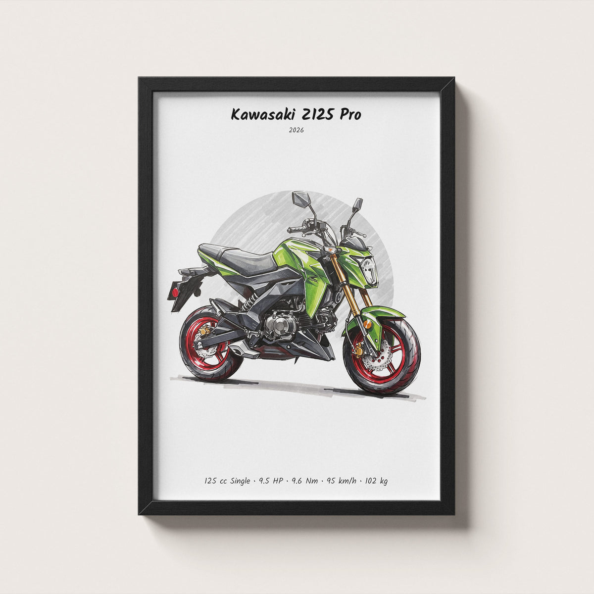 Kawasaki Z125 Pro 2026 Wall Art