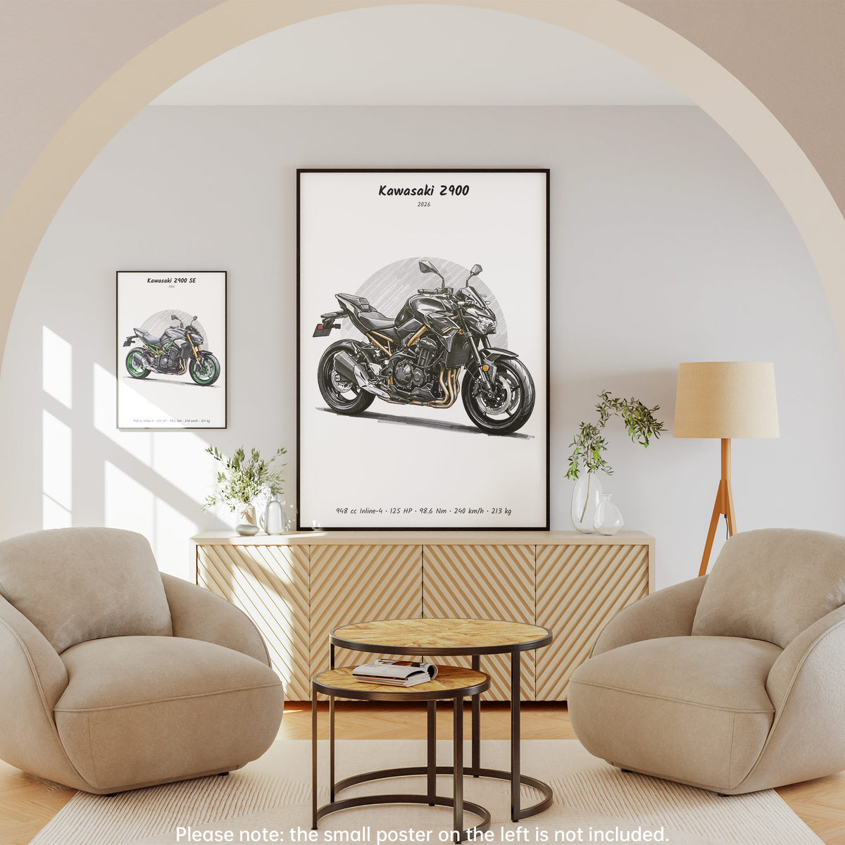 Kawasaki Z900 2026 Minimalist Motorcycle Wall Art