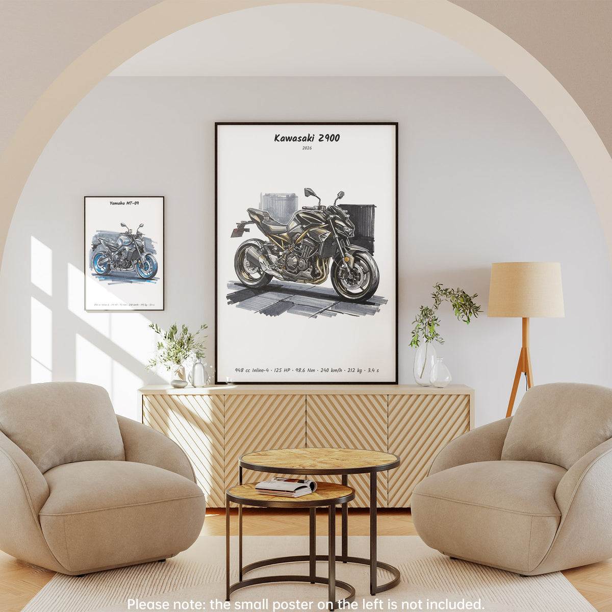 Kawasaki Z900 2026 Minimalist Motorcycle Wall Art