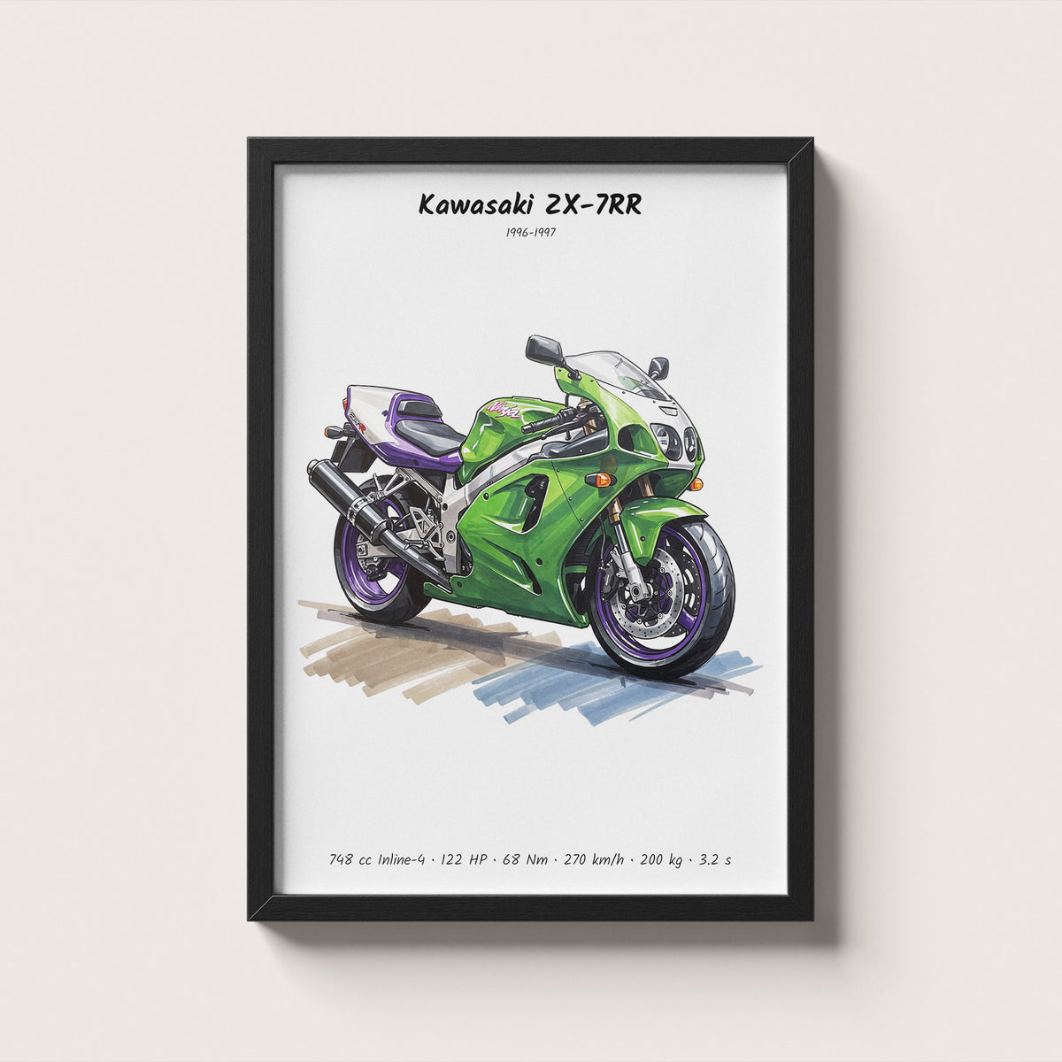 Kawasaki ZX-7RR Motorcycle Art Print