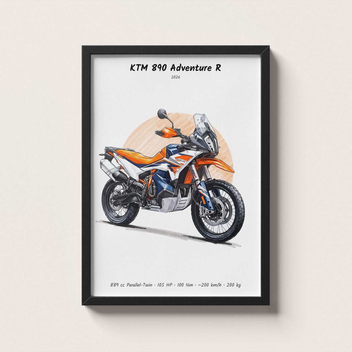 KTM 890 Adventure R 2026 Wall Art