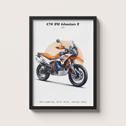 KTM 890 Adventure R 2026 Wall Art