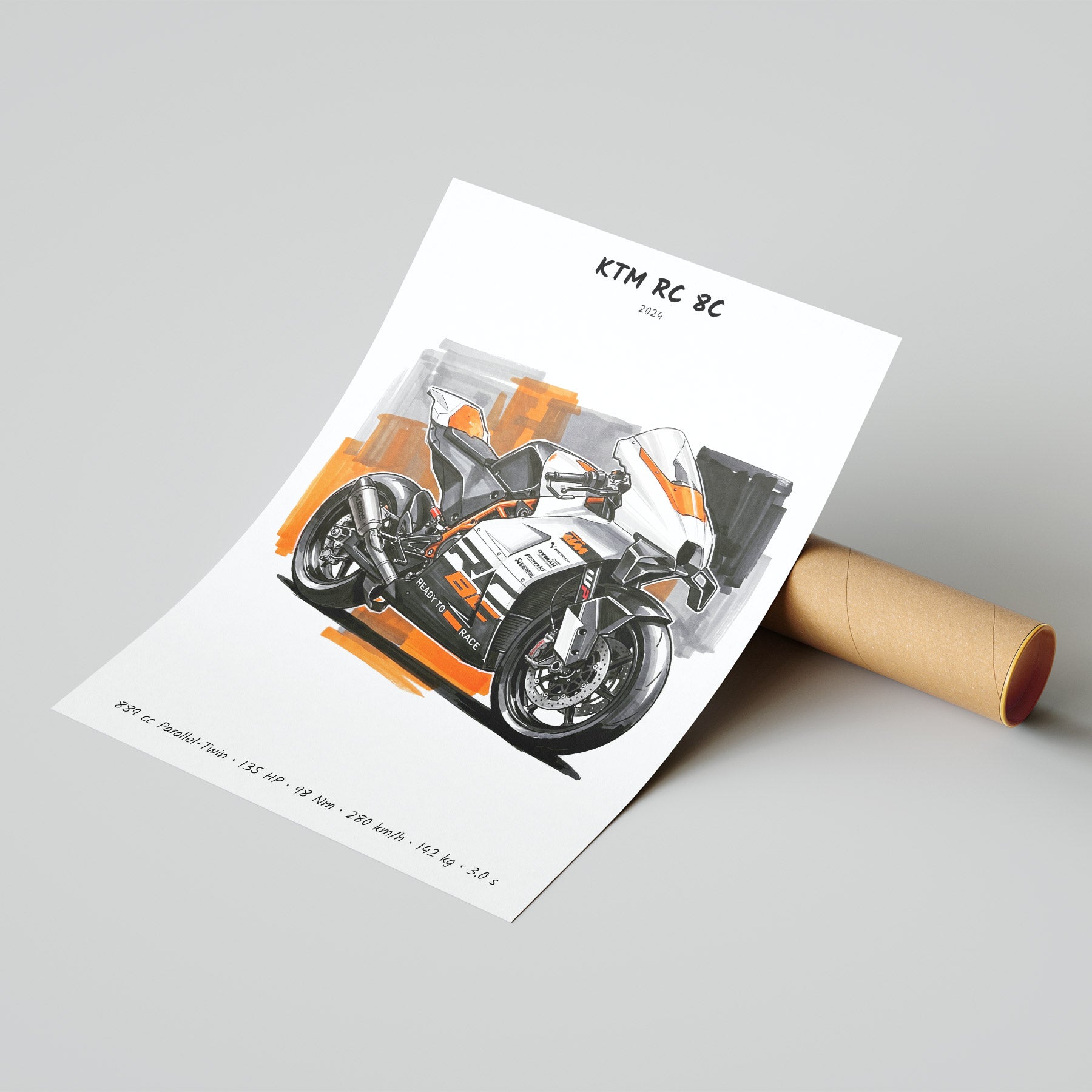 KTM RC 8C Motorcycle Poster