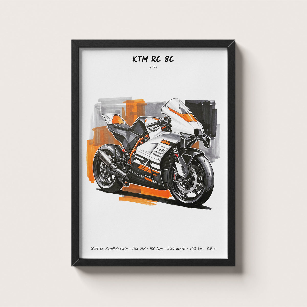 KTM RC 8C Motorcycle Art Print
