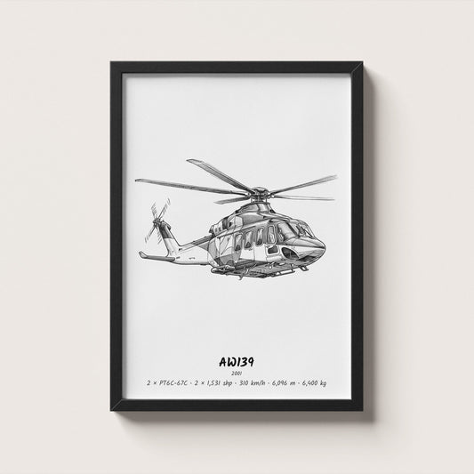 Leonardo AW139 Helicopter Wall Art