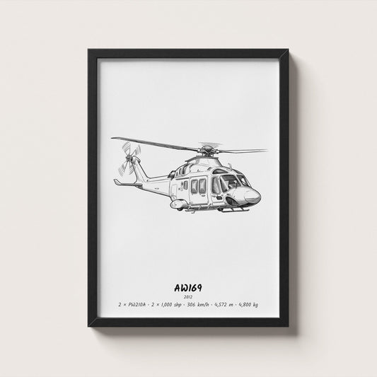 Leonardo AW169 Helicopter Wall Art